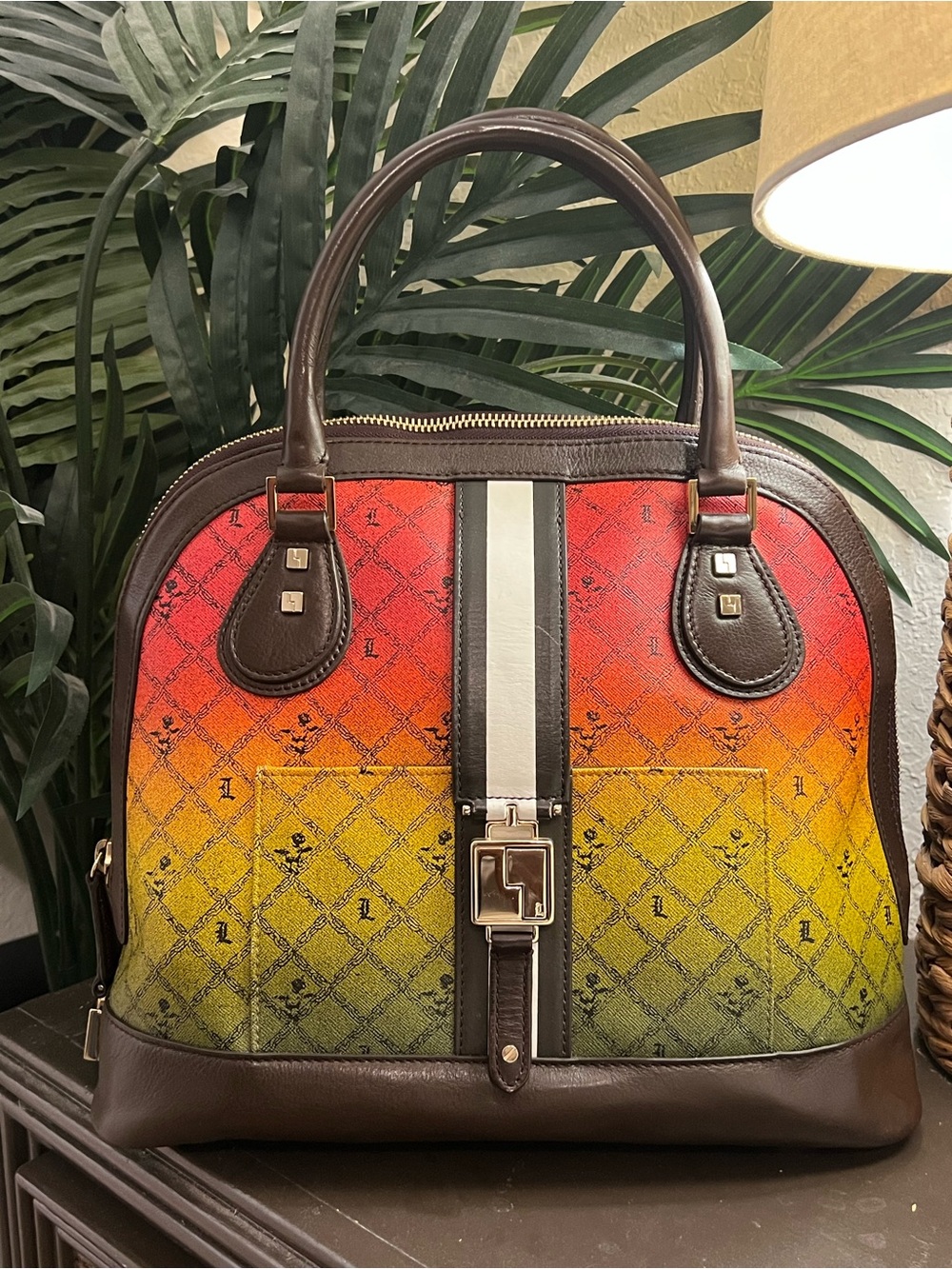L.A.M.B Rasta Ombré Montego Dome Satchel Handbag w Dustbag